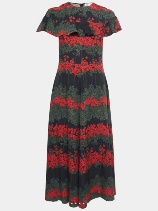 RED Valentino Dresses & Skirts - Red Valentino Fit & Flare Floral Printed Crepe Cape Sleeve Maxi Dress